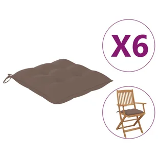 vidaXL vidaXL Poduszki na krzesła, 6 szt., kolor taupe, 40x40x7 cm, tkanina - Poduszki na krzesła - miniaturka - grafika 1