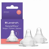 Smoczki do butelek - Lansinoh NaturalWave, smoczek do butelki, silikonowy, XS bardzo wolny przepływ, od urodzenia, 2 sztuki - miniaturka - grafika 1