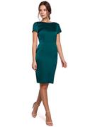 Sukienki - Zielona Elegancka Sukienka z Dekoltem Typu Woda - miniaturka - grafika 1