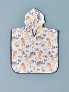 BELLA MAISON Muślinowy ręcznik kąpielowy ze wzorem z kapturem - 60 x 60 cm - Body dla niemowląt - miniaturka - grafika 1
