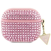 Akcesoria do słuchawek - Oryginalne Etui APPLE AIRPODS 3 Guess Hardcase Rhinestone Triangle (GUA3HDGTPP) różowe - miniaturka - grafika 1