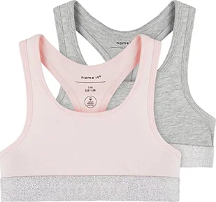 NAME IT Dziewczęce majtki NKFSHORT TOP 2P NOOS, Barely Pink/Pack:w/Grey Melange, 116 - Koszulki i topy damskie - miniaturka - grafika 1