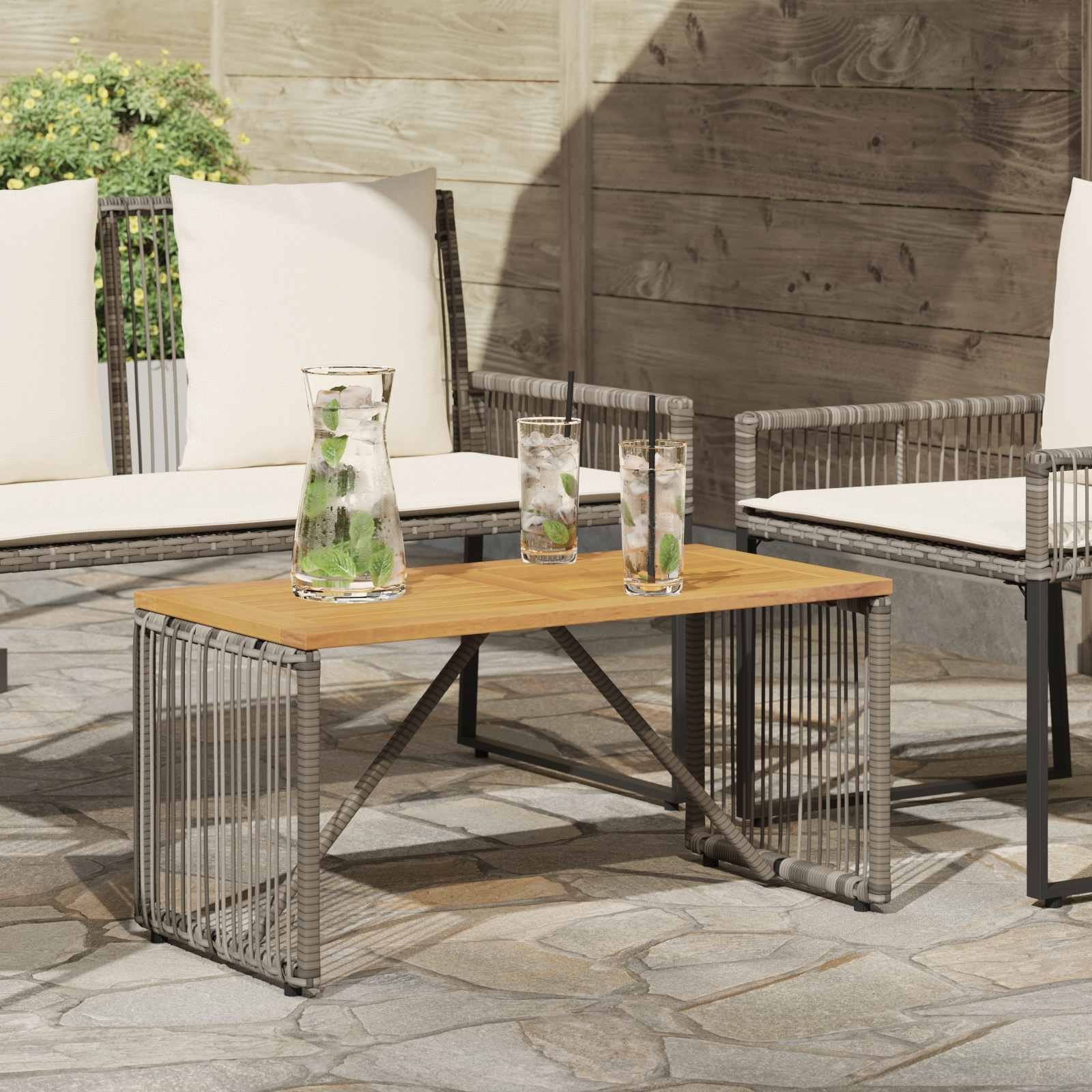 vidaXL Stół na Zewnątrz Szary i brązowy 80 x 40 x 40 cm polirattan