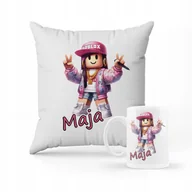Gadżety dla niej i dla niego - ZESTAW PODUSZKA + KUBEK Prezent ROBLOX GRA MAN FACE MEM + IMIĘ #2 - miniaturka - grafika 1
