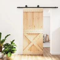 Drzwi wewnętrzne - Drzwi przesuwne z osprzętem, 90x210 cm, lite drewno sosnowe Lumarko! - miniaturka - grafika 1