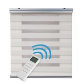 Rolety - Zmotoryzowana roleta dzień i noc, automatyczna z baterią, silnikiem i pilotem, wykończenie premium, beżowy 100 x 250 cm - miniaturka - grafika 1