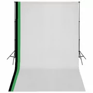Akcesoria fotograficzne - vidaXL Zestaw fotograficzny z 3 tłami z bawełny i ramą 3x5 m 275419 - miniaturka - grafika 1