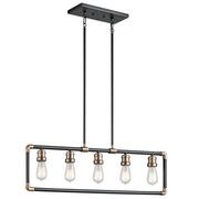 Lampy sufitowe - Elstead Lighting Industrialna LAMPA zwieszana IMAHN KL/IMAHN/ISLE  KICHLER metalowa OPRAWA zwis mosiądz naturalny czarny - miniaturka - grafika 1