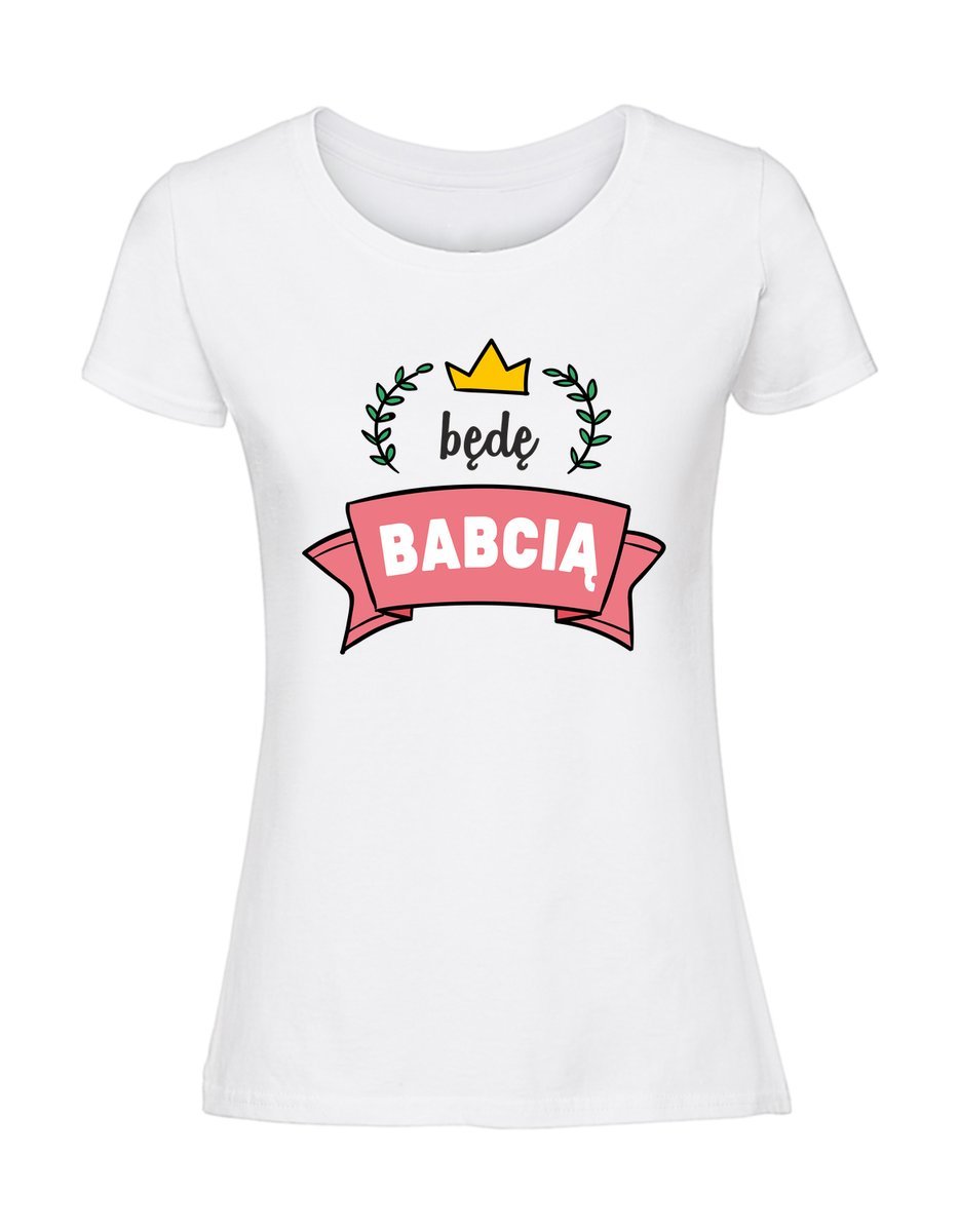 Damska koszulka z nadrukiem - będę BABCIĄ biały M