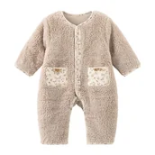 Kombinezony dla dzieci - Kombinezon dla Noworodka Bawełniany Długi Rękaw Pluszowy 12-18 miesięcy - miniaturka - grafika 1