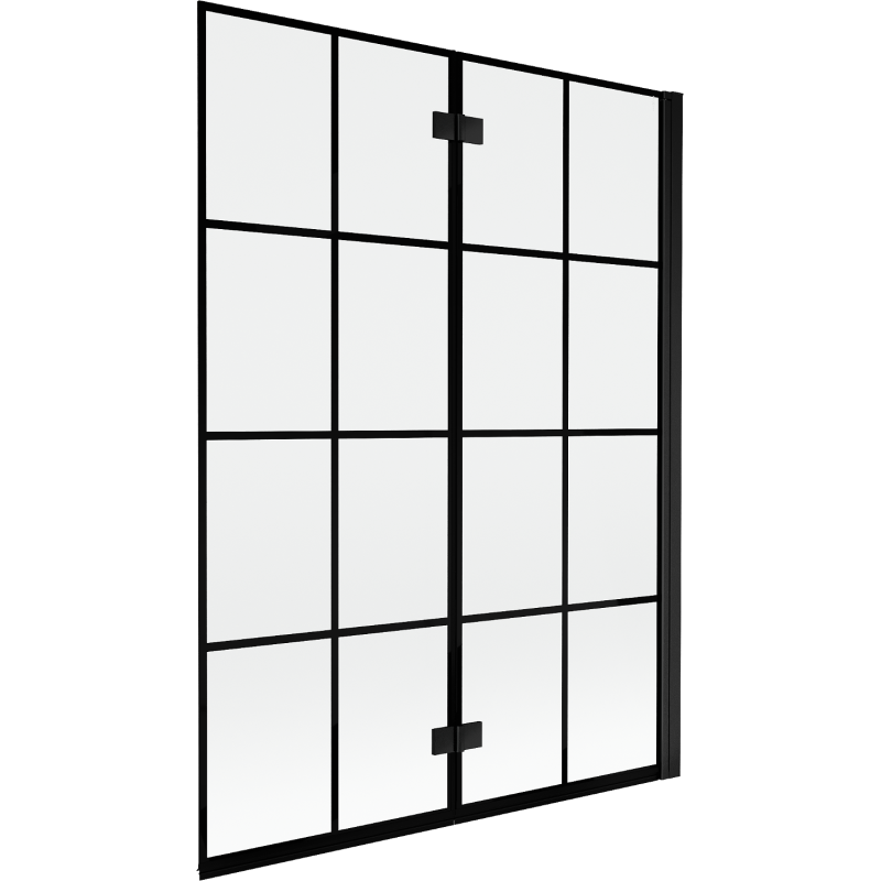 Mexen Mist parawan nawannowy 2-skrzydłowy prawy 130 x 150 cm, czarna kratka, czarny - 8A9-130-002-70-77-P