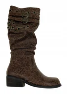 Kozaki damskie - Brązowe kozaki na słupku TwoLips 36 - miniaturka - grafika 1