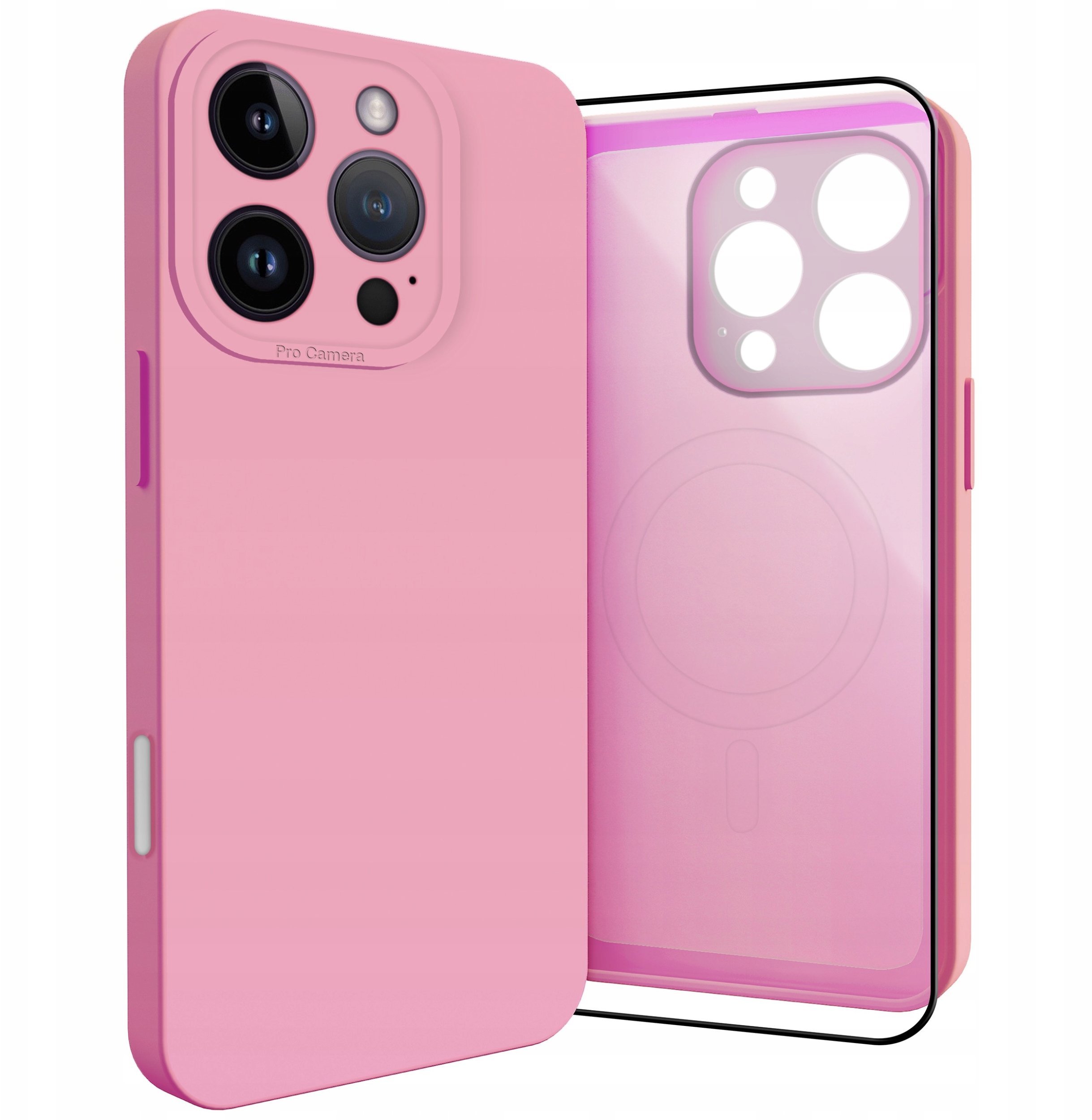 Etui do Apple iPhone 16 Pro Do Magsafe, Osłona Kamery, Różowe Szkło 9H