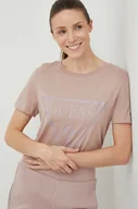 Koszulki sportowe damskie - Guess t-shirt bawełniany ADELE kolor różowy V2YI07 K8HM0 - miniaturka - grafika 1
