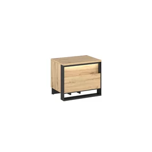 Szafka Nocna z Oświetleniem QS-03 Quant Lenart Dąb Artisan, Czarny - Szafki nocne - miniaturka - grafika 1