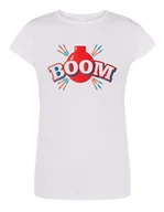 Koszulki i topy damskie - T-Shirt damski kolorowy nadruk BOOM r.XXL - miniaturka - grafika 1