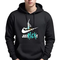 Bluzy męskie - Bluza Męska Czarna Z Kapturem Just Rick It Sportowe Super Wzory - L - miniaturka - grafika 1