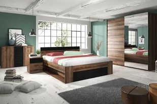 Stolik nocny z trzema szufladami Beta 22 - dąb monastery / czarny - Szafki nocne - miniaturka - grafika 2