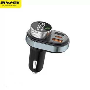 AWEI zestaw głośnomówiący C-843 z transmiterem FM, Bluetooth 5.0, MP3, 1xUSB+1xUSB-C czarny/black - Ładowarki do telefonów - miniaturka - grafika 11