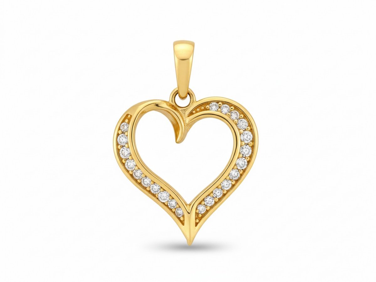 Złota zawieszka serce z cyrkoniami 585 14k 1.15g