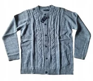 Swetry męskie - Sweter kardigan męski w stylu bawarskim XL szary 56/58 - miniaturka - grafika 1