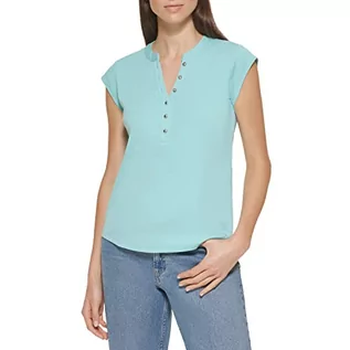 Koszulki i topy damskie - Calvin Klein Damska koszulka M1th0807-3aq-xs Button-Down, Aquatic, X-Klein - grafika 1