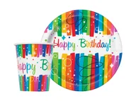 Dekoracje i nakrycia stołu na imprezę - Zestaw urodzinowy Rainbow Happy Birthday - 16 szt. - miniaturka - grafika 1