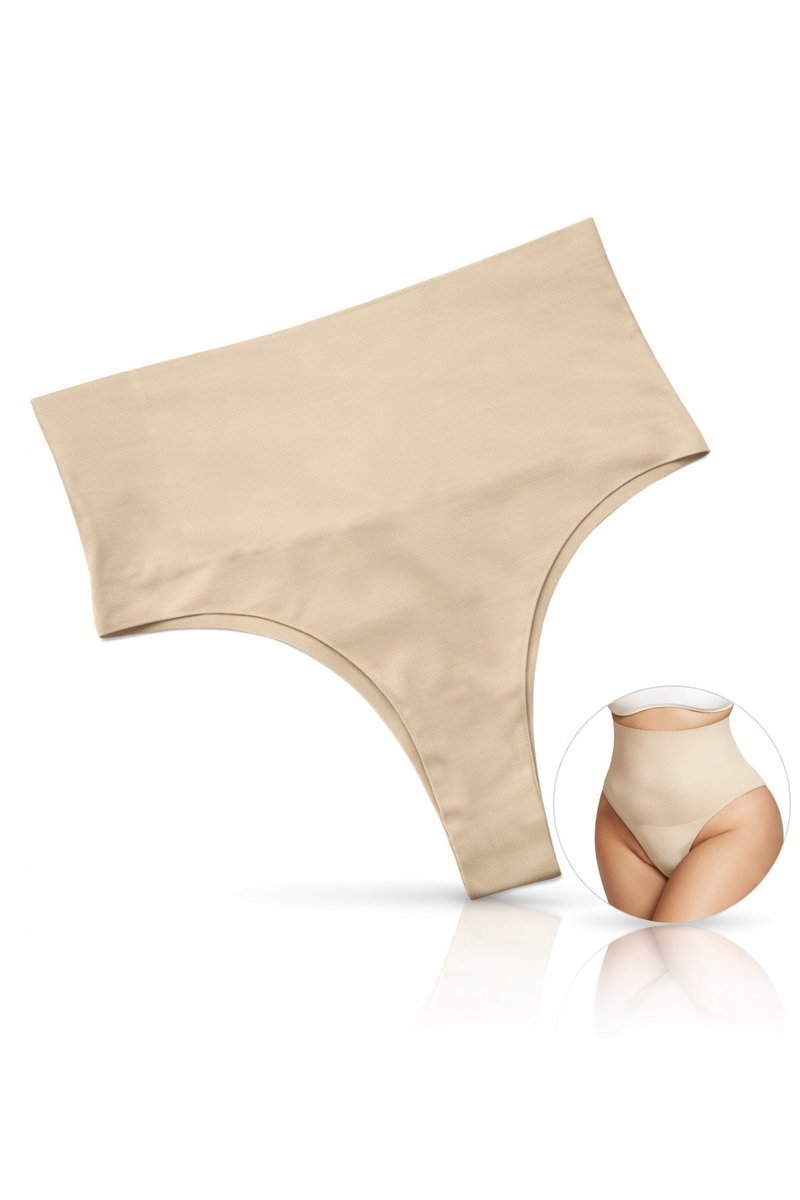 Modelujące stringi wysoki stan damskie beżowe XL/XXL