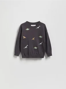 Reserved - Sweter z haftem - ciemnoszary - Bluzy i sweterki niemowlęce - miniaturka - grafika 1