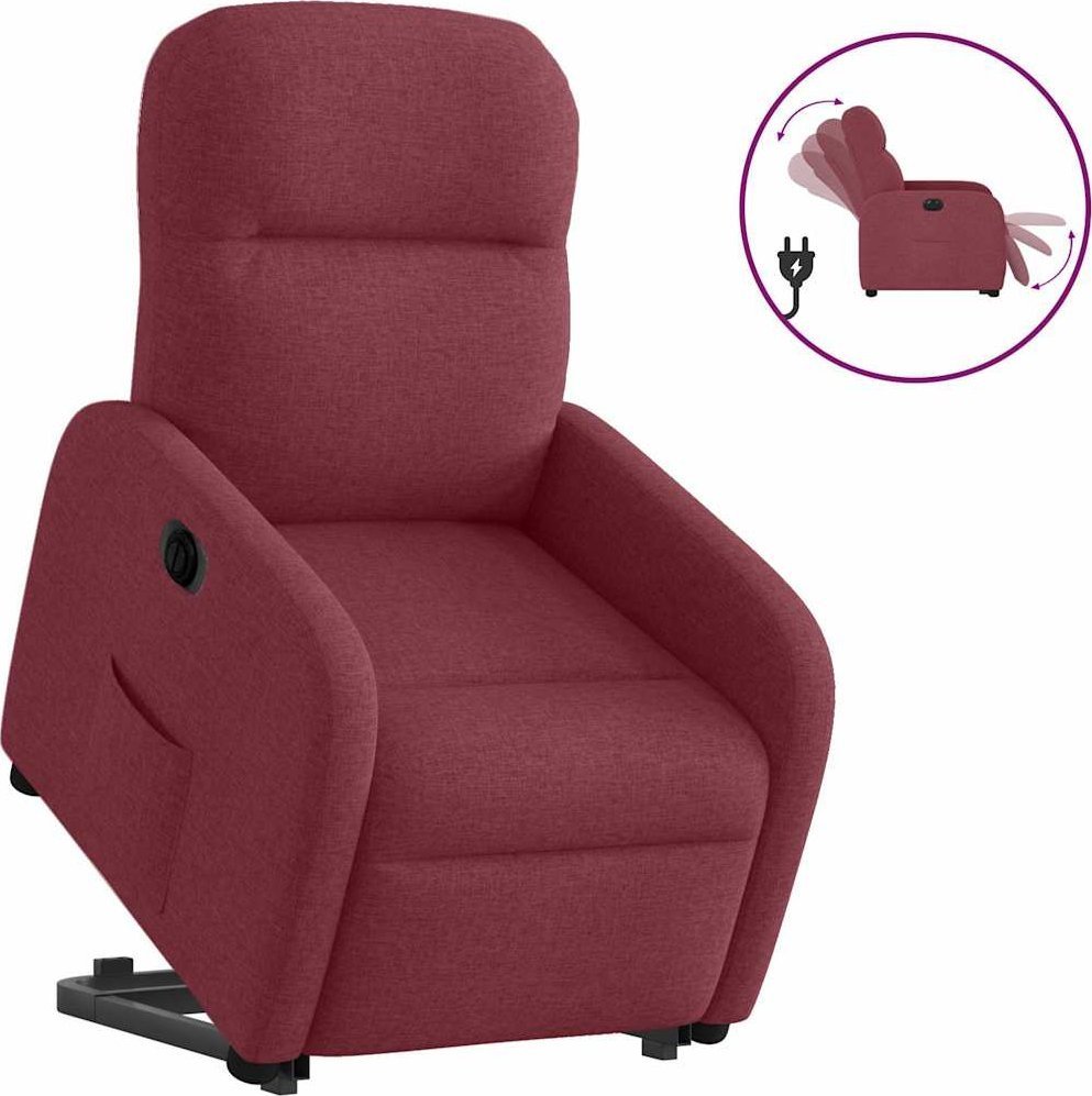 vidaXL vidaXL Podnoszony fotel masujący, elektryczny, rozkładany, bordowy