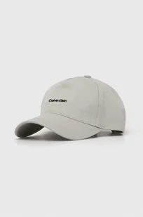 Calvin Klein czapka z daszkiem bawełniana kolor szary z aplikacją - Czapki damskie - miniaturka - grafika 1