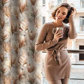 Zasłony - ZASŁONA GOTOWA LARI 140X250 CM CIEMNOBEŻOWY - miniaturka - grafika 1