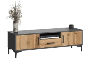 Nowoczesna szafka RTV na nóżkach antracyt + dąb wotan M9-C28 - Szafki RTV - miniaturka - grafika 1