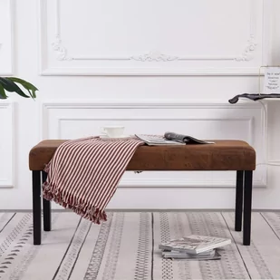 vidaXL Ławka, 106 cm, brązowa, sztuczny zamsz vidaXL - Ławki do przedpokoju - miniaturka - grafika 8