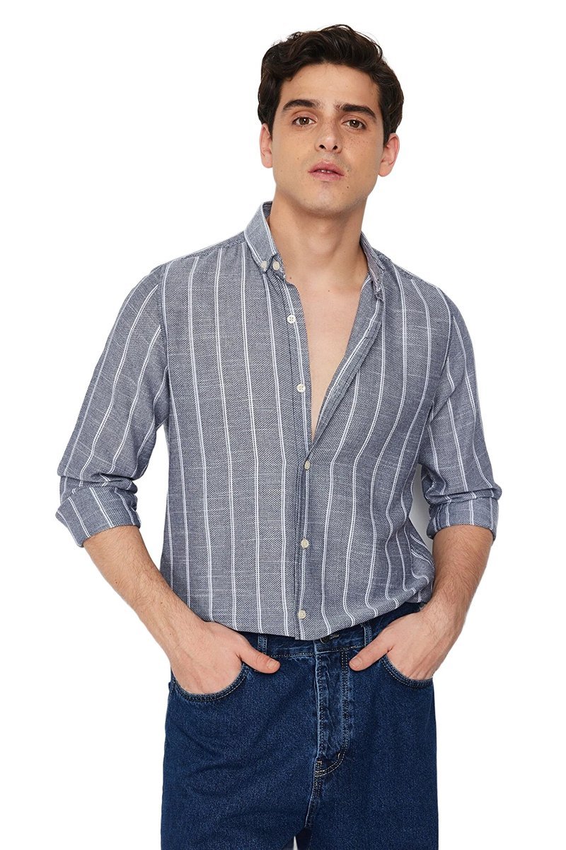 TRENDYOL MAN MĘSKA KOSZULA CASUAL W PASKI Z KOŁNIERZYKIEM BUTTON DOWN S 5DA