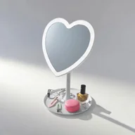 Lusterka do makijażu - Podświetlane Lusterko do Makijażu Bezprzewodowe Stojące Regulowane Serce - miniaturka - grafika 1