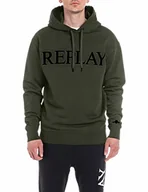 Bluzy męskie - Replay Męska bluza z kapturem, 238 khaki, XL - miniaturka - grafika 1