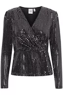 Bluzy damskie - ICHI Damska bluza z długim rękawem, 194008/czarna, XS - miniaturka - grafika 1
