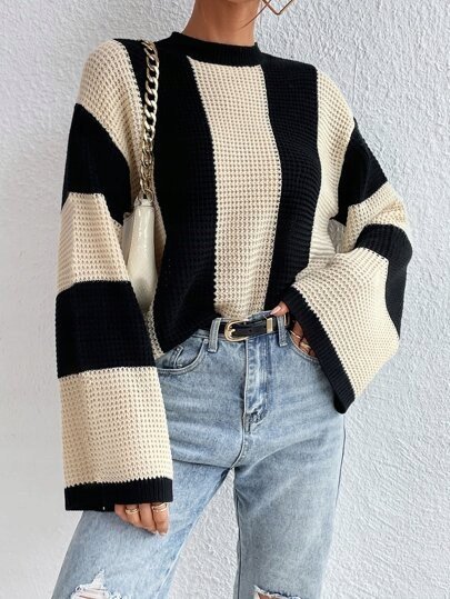 SHEIN SWETER Z DŁUGIM RĘKAWEM W PASKI 40/42 V7H