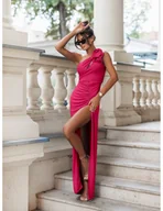 Sukienki - Dopasowana maxi sukienka na jedno ramię PEARLY - fuksjowa - miniaturka - grafika 1