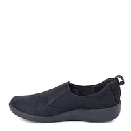 Moda i Uroda OUTLET - Clarks CloudSteppers Sillian Paz wsuwane mokasyny damskie, Czarny nubuk syntetyczny, 41.5 EU szeroki - miniaturka - grafika 1