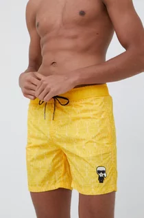 Kąpielówki męskie - Karl Lagerfeld Karl Lagerfeld szorty kąpielowe kolor żółty - grafika 1