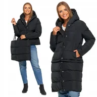 Kurtki damskie - Długa Kurtka Damska Płaszcz 2w1 Odpinana Puchowa Ciepła Stylowa MORAJ L - miniaturka - grafika 1