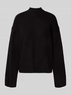 Swetry damskie - Sweter z dzianiny ze stójką i obniżonymi ramionami - miniaturka - grafika 1