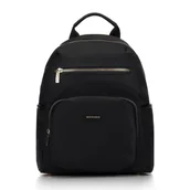 Plecaki - Plecak damski nylonowy z kieszeniami na przodzie czarny - miniaturka - grafika 1