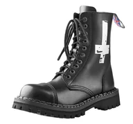 Botki męskie - glany STEADY'S - 10 dziurek, czarne / KRZYŻ BIAŁY (STE/10/HAFT)-42 - miniaturka - grafika 1