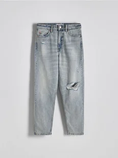 Reserved - Jeansy mom fit z przetarciami - niebieski - Spodnie damskie - miniaturka - grafika 1
