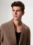 Marynarki męskie - Reserved - Lniana marynarka regular fit - brązowy - miniaturka - grafika 1