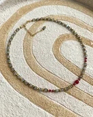 Naszyjniki - Efektowny naszyjnik choker z labradorytów - miniaturka - grafika 1