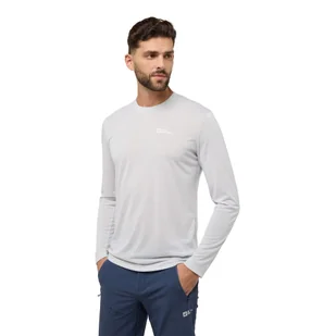 Męska bluzka z długim rękawem Jack Wolfskin VONNAN LS T M Cool Grey - S - Koszulki męskie - miniaturka - grafika 1